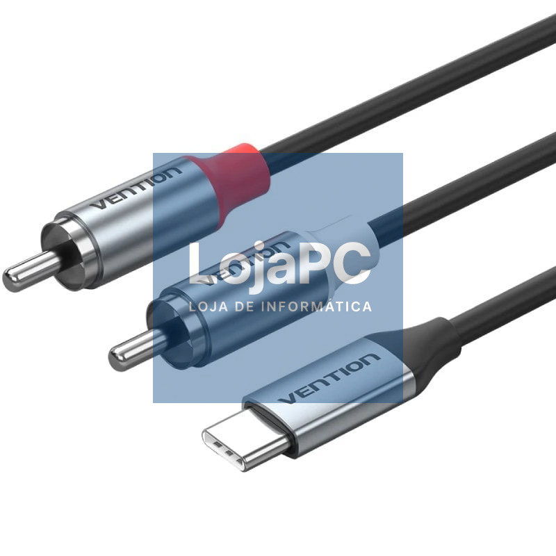 Cabo Estéreo Vention BIKHH/ USB Tipo-C Macho - 2x RCA Macho/ 2m/ Cinzento