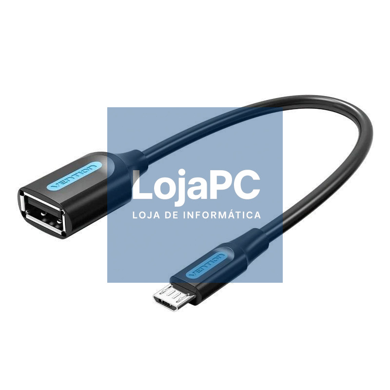Cabo USB 2.0 Vention CCUBB/ MicroUSB Macho - USB Fêmea/ 480Mbps/ 15cm/ Preto