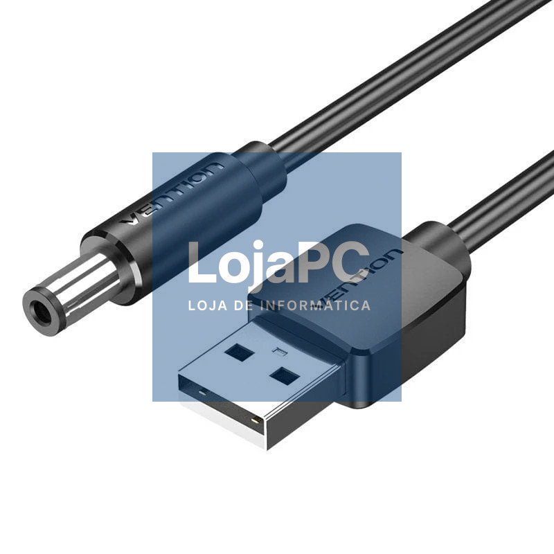 Cabo Alimentação Vention CEYBD/ USB-A Macho - DC 5.5mm Macho/ 50cm/ Preto