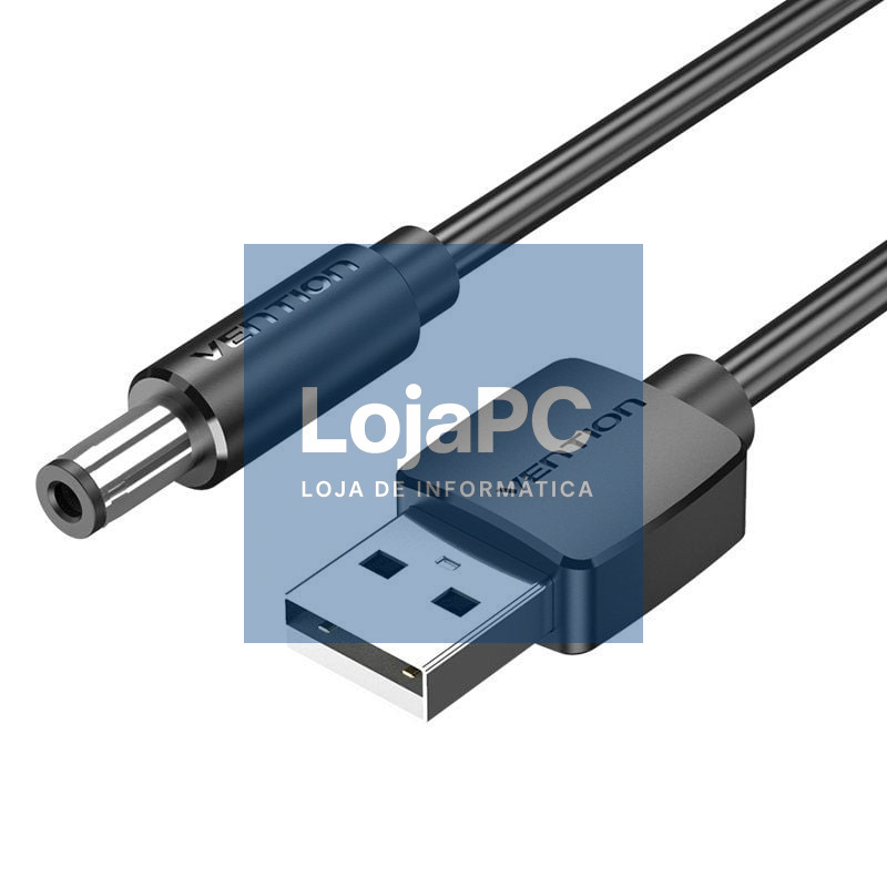 Cabo Alimentação Vention CEYBF/ USB-A Macho - DC 5.5mm Macho/ 1m/ Preto