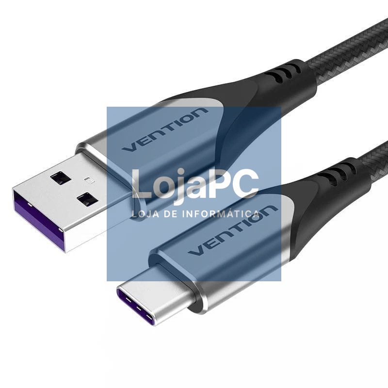 Cabo USB 2.0 Tipo-C Vention COFHG/ USB Tipo-C Macho - USB Macho/ até 100W/ 480Mbps/ 1.5m/ Cinzento
