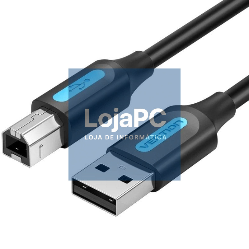 Cabo USB 2.0 Impressora Vention COQBD/ USB Tipo-B Macho - USB Macho/ 480Mbps/ 50cm/ Preto