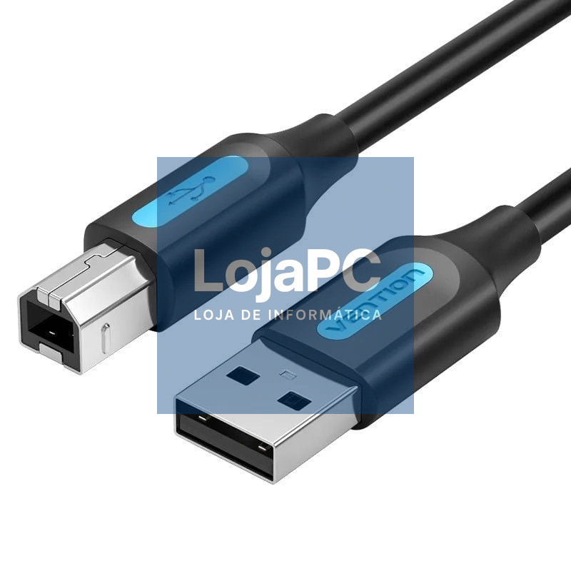 Cabo USB 2.0 Impressora Vention COQBJ/ USB Tipo-B Macho - USB Macho/ 480Mbps/ 5m/ Preto