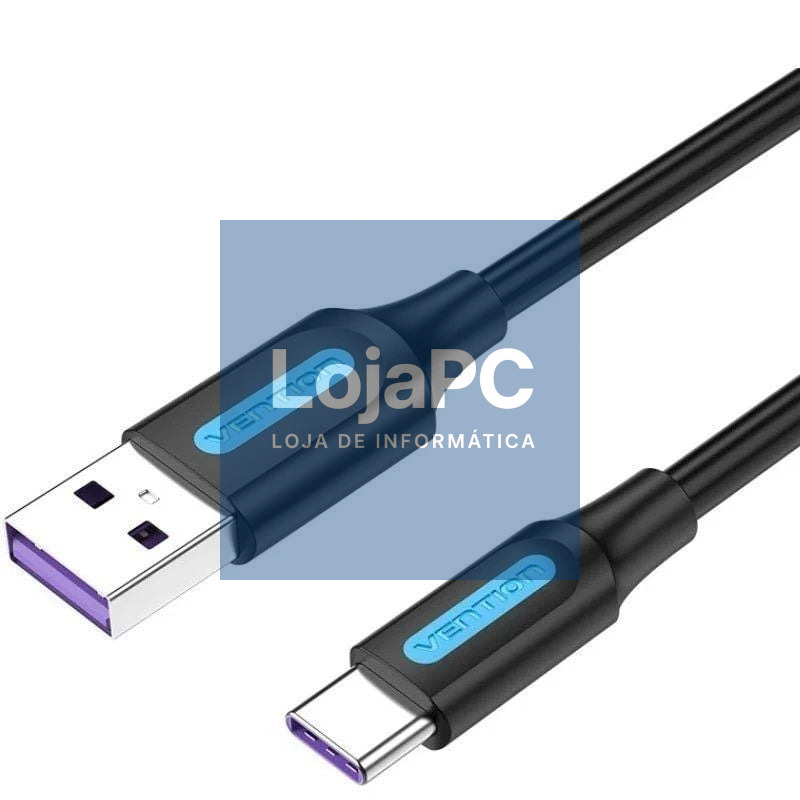 Cabo USB 2.0 Tipo-C Vention CORBD/ USB Macho - USB Tipo-C Macho/ 480Mbps/ 50cm/ Preto