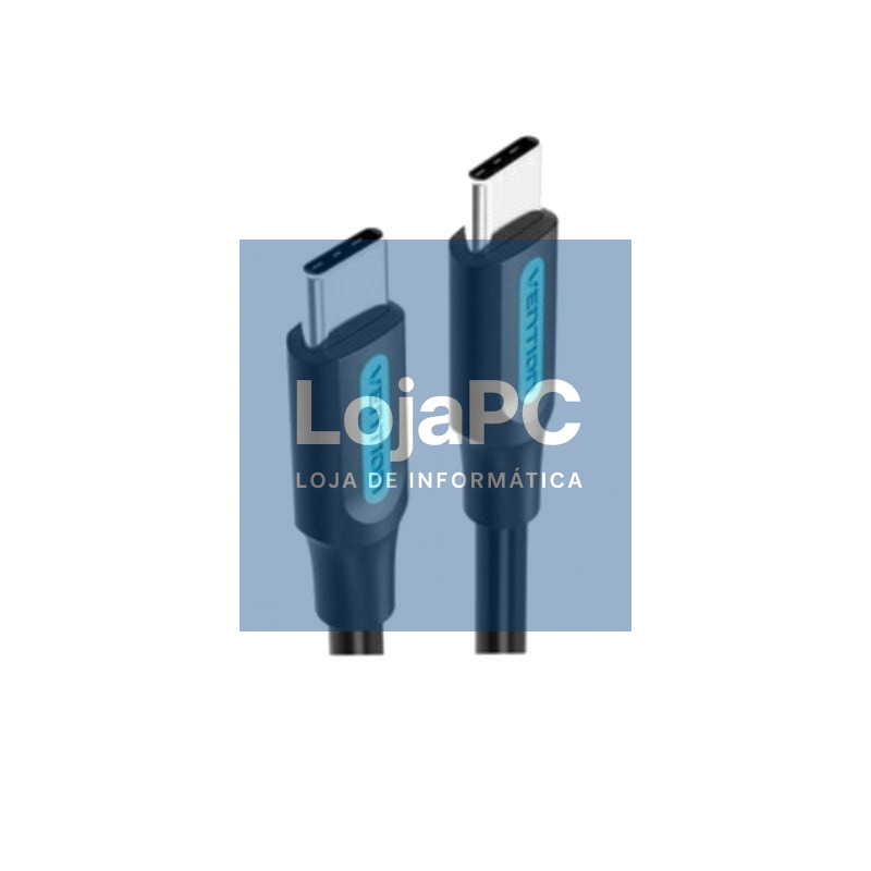 Cabo USB 2.0 Tipo-C Vention COSBF/ USB Tipo-C Macho - USB Tipo-C Macho/ até 60W/ 480Mbps/ 1m/ Preto