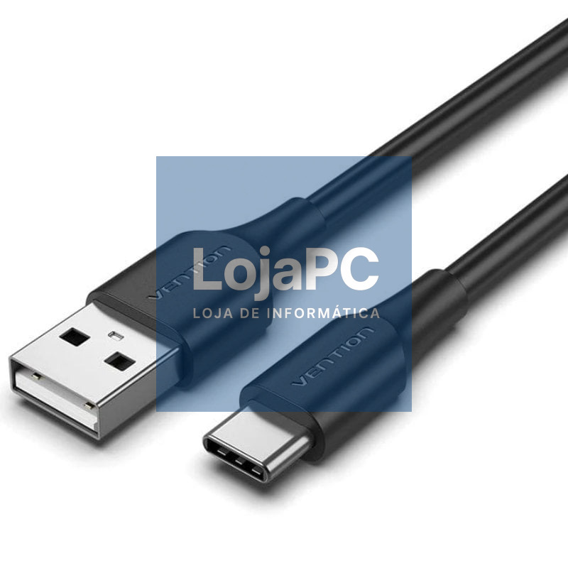 Cabo USB 2.0 Tipo-C Vention CTHBF/ USB Tipo-C Macho - USB Macho/ 480Mbps/ 1m/ Preto