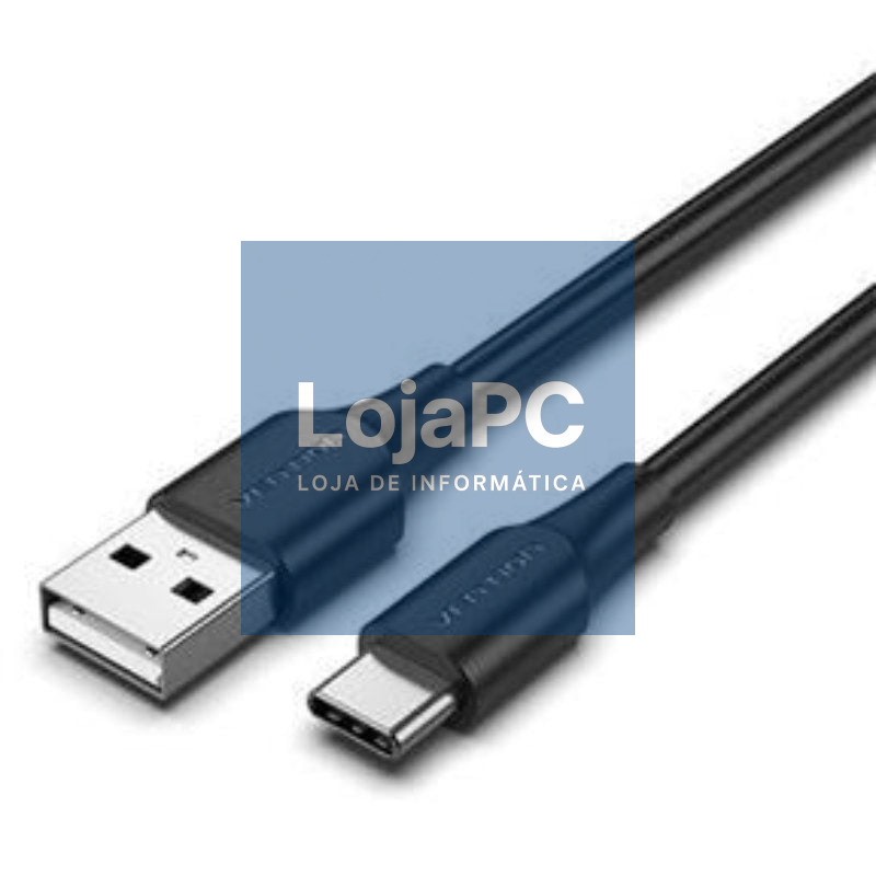 Cabo USB 2.0 Tipo-C Vention CTHBI/ USB Tipo-C Macho - USB Macho/ 480Mbps/ 3m/ Preto