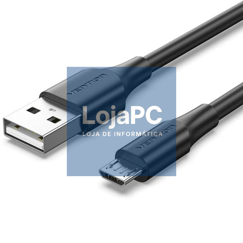Cabo USB 2.0 Vention CTIBC/ USB Macho - MicroUSB Macho/ até 60W/ 480Mbps/ 25cm/ Preto