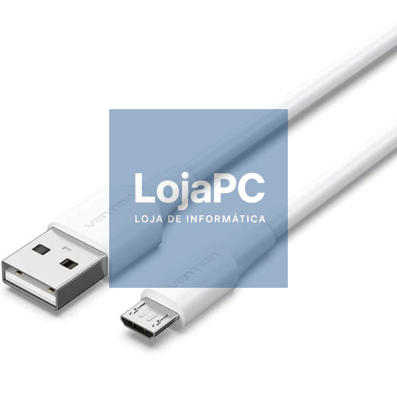 Cabo USB 2.0 Vention CTIWF/ USB Macho - MicroUSB Macho/ até 60W/ 480Mbps/ 1m/ Branco