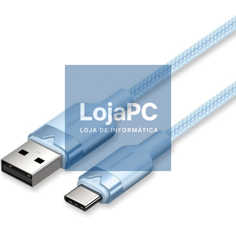 Cabo USB 2.0 Tipo-C Vention CTNLF/ USB Tipo-C Macho - USB Macho/ até 60W/ 480Mbps/ 1m/ Azul