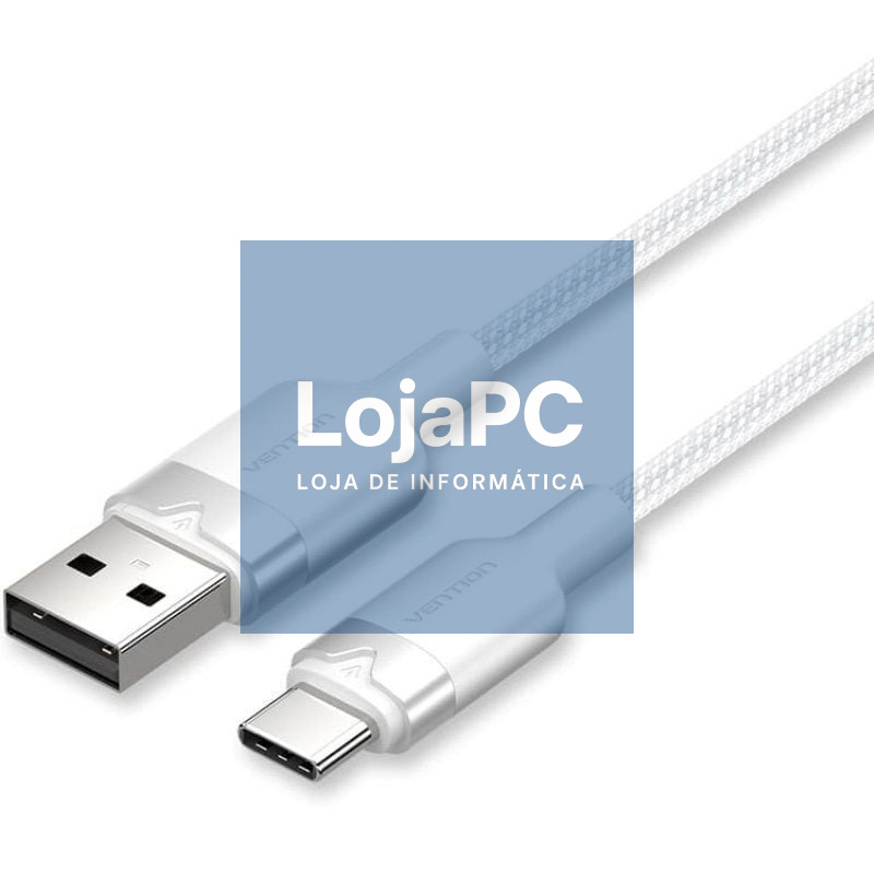 Cabo USB 2.0 Tipo-C Vention CTNWF/ USB Tipo-C Macho - USB Macho/ até 60W/ 480Mbps/ 1m/ Branco