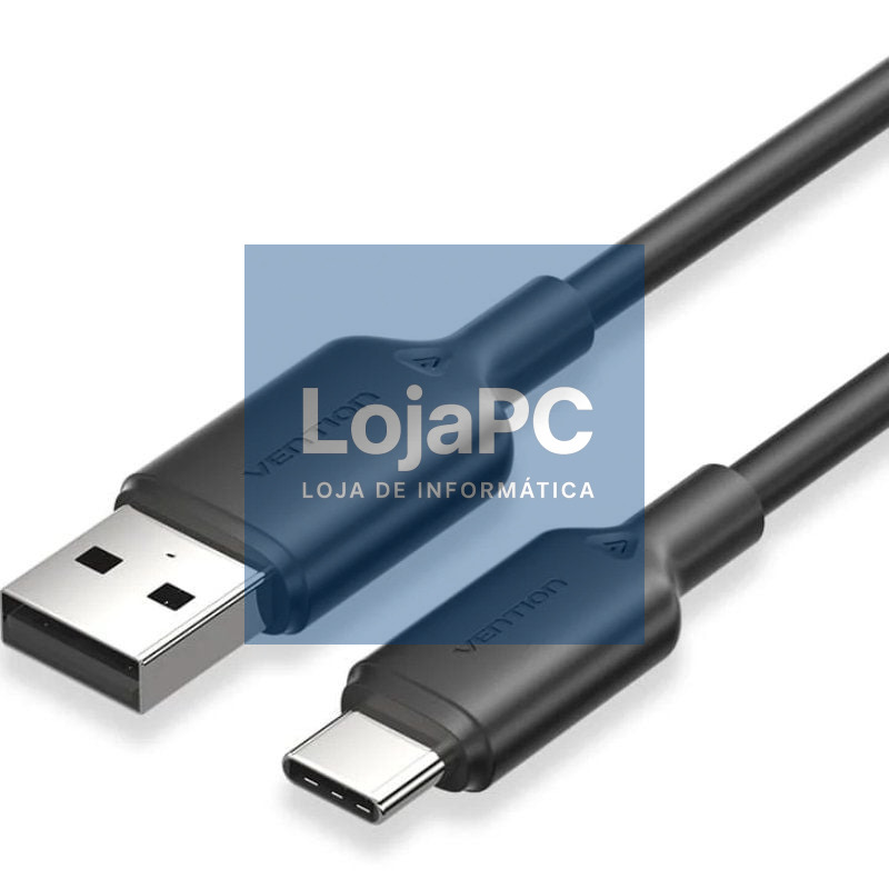Cabo USB 2.0 Tipo-C Vention CTQBF/ USB Tipo-C Macho - USB Macho/ até 60W/ 480Mbps/ 1m/ Preto