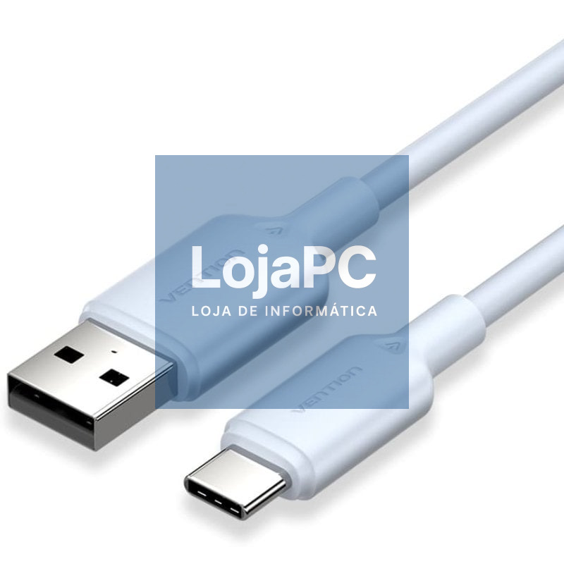 Cabo USB 2.0 Tipo-C Vention CTQLF/ USB Tipo-C Macho - USB Macho/ até 60W/ 480Mbps/ 1m/ Azul