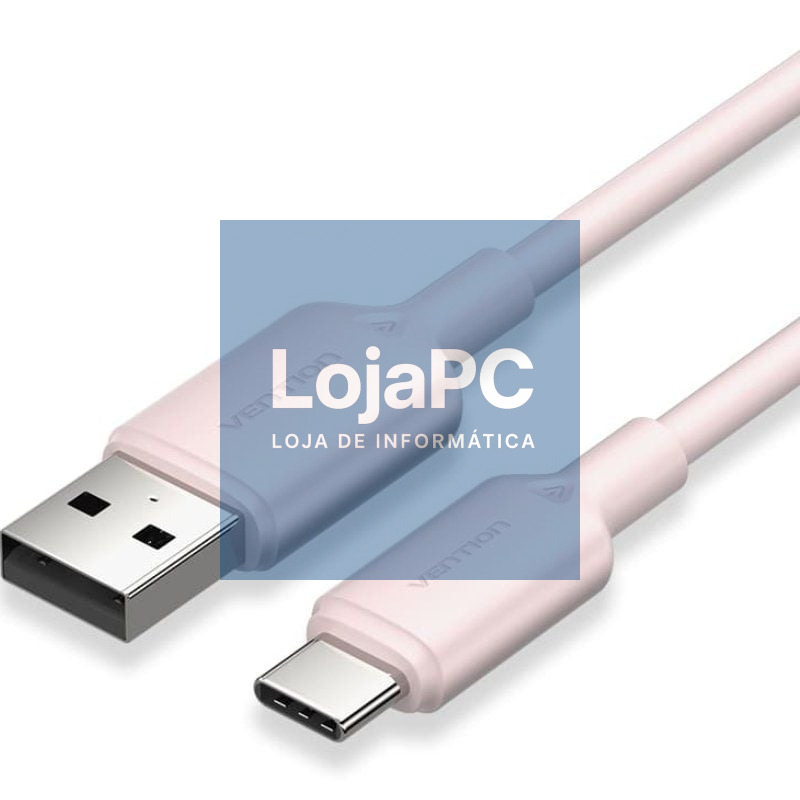 Cabo USB 2.0 Tipo-C Vention CTQPH/ USB Tipo-C Macho - USB Macho/ até 60W/ 480Mbps/ 2m/ Rosa