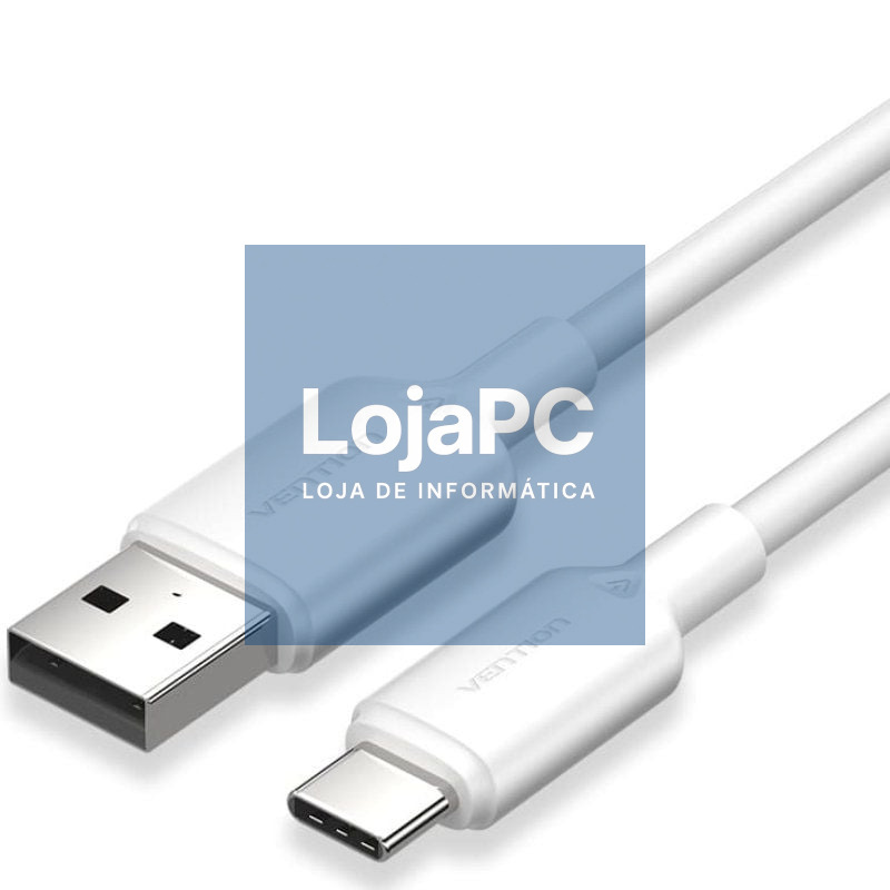 Cabo USB 2.0 Tipo-C Vention CTQWF/ USB Tipo-C Macho - USB Macho/ até 60W/ 480Mbps/ 1m/ Branco