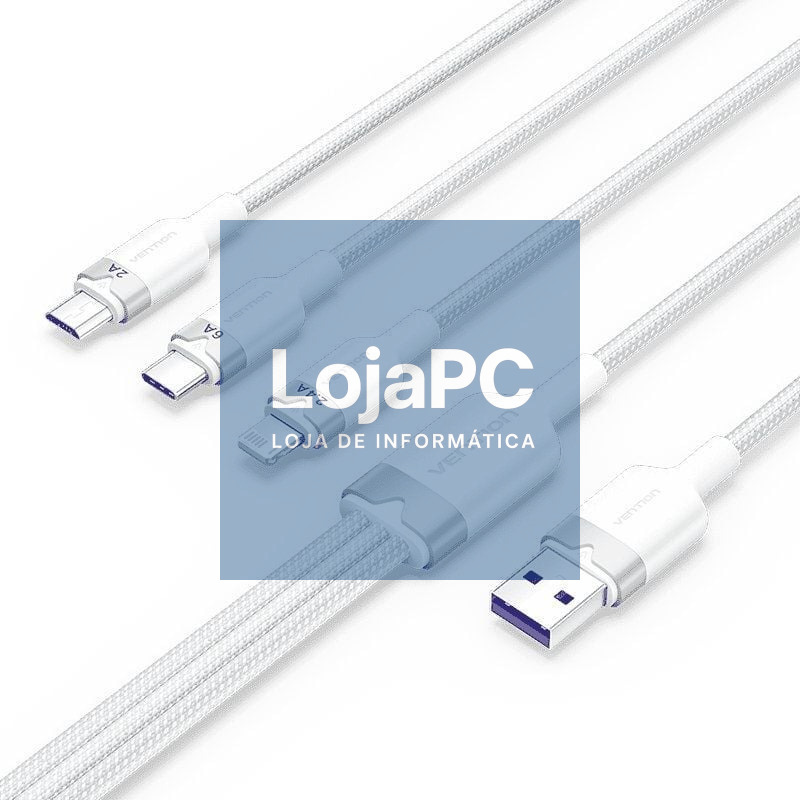 Cabo USB 2.0 Lightning Vention CTRWG/ USB Macho/ USB Tipo-C Macho - MicroUSB Macho - Lightning Macho/ 1.5m/ Branco