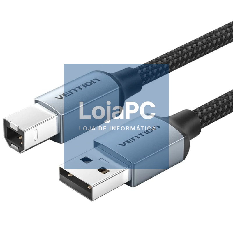Cabo USB 2.0 Impressora Vention CTTHL/ USB Tipo-B Macho - USB Macho/ 480Mbps/ 10m/ Cinzento