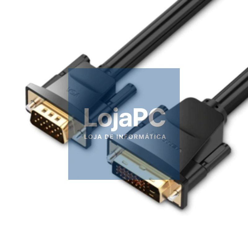 Cabo Conversor Vention EABBG/ DVI Macho - VGA Macho/ 1.5m/ Preto