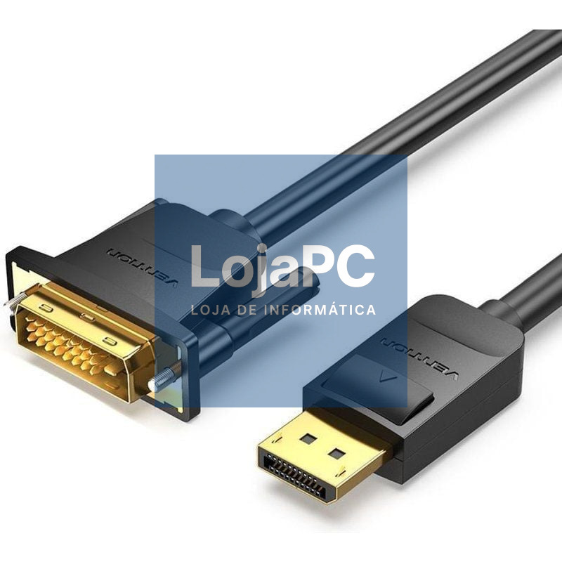 Cabo Conversor Vention HAFBH/ DisplayPort Macho - DVI Macho/ 2m/ Preto