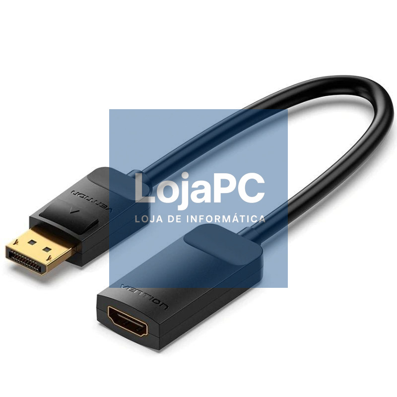 Cabo Conversor Vention HBZBB/ DisplayPort Macho - HDMI 4K Fêmea/ 15cm/ Preto