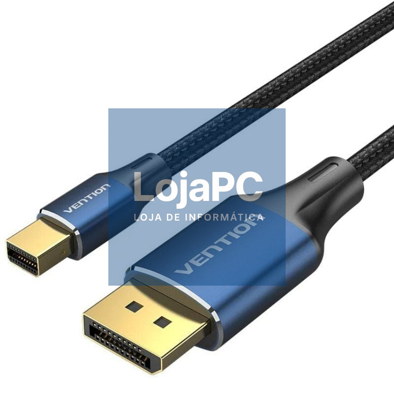 Cabo Conversor DisplayPort 1.4 8K Vention HCFLH/ DisplayPort Macho - Mini DisplayPort Macho/ 2m/ Preto y Azul