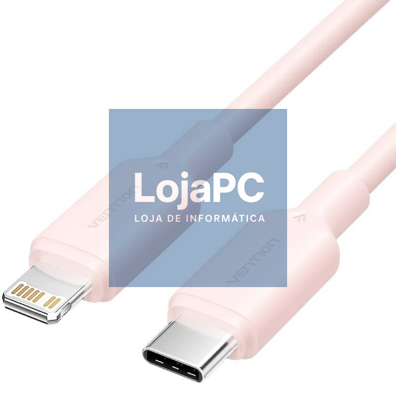 Cabo USB 2.0 Tipo-C Lightning Vention LAKPH/ USB Tipo-C Macho - Lightning Macho/ até 27W/ 480Mbps/ 2m/ Rosa