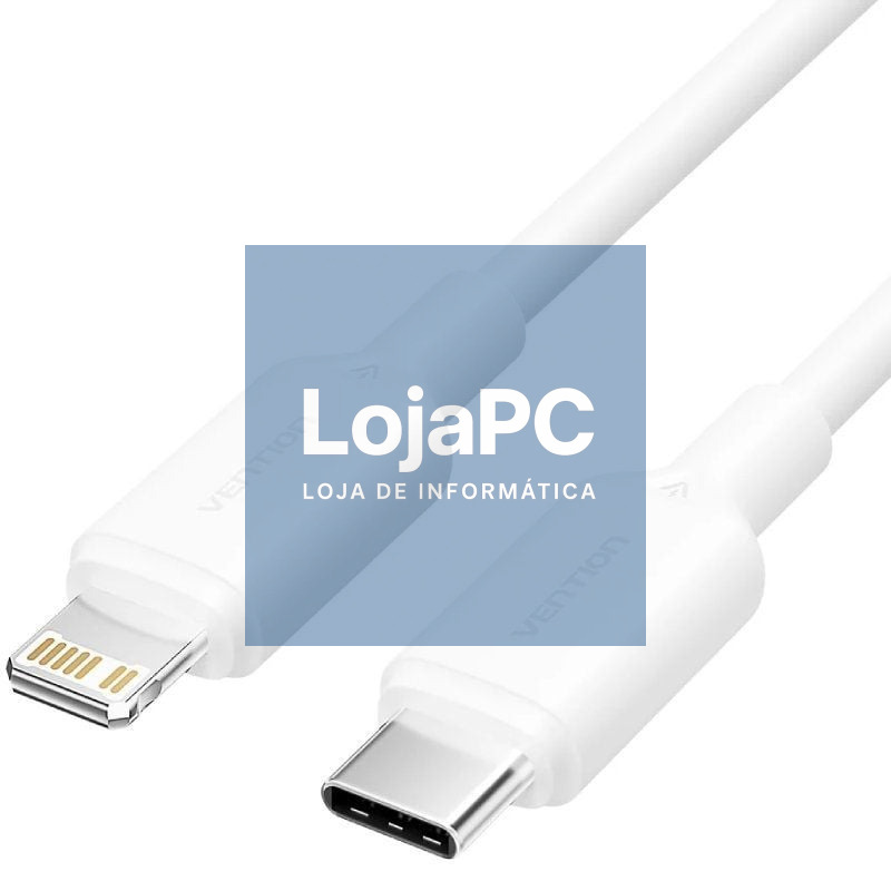 Cabo USB 2.0 Tipo-C Lightning Vention LAKWH/ USB Tipo-C Macho - Lightning Macho/ até 27W/ 480Mbps/ 2m/ Branco