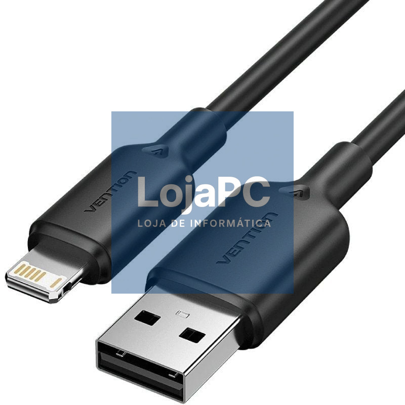 Cabo USB 2.0 Lightning Vention LAMBH/ USB Macho - Lightning Macho/ 480Mbps/ 2m/ Preto