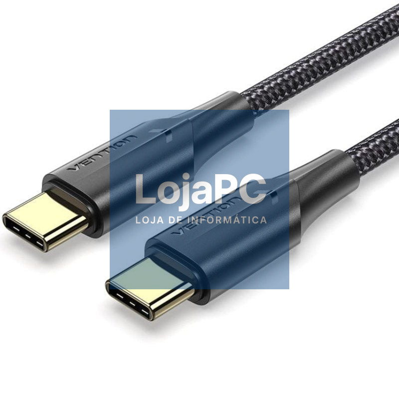 Cabo USB 2.0 Tipo-C 3A Vention TAUBD/ USB Tipo-C Macho - USB Tipo-C Macho/ até 60W/ 480Mbps/ 50cm/ Preto