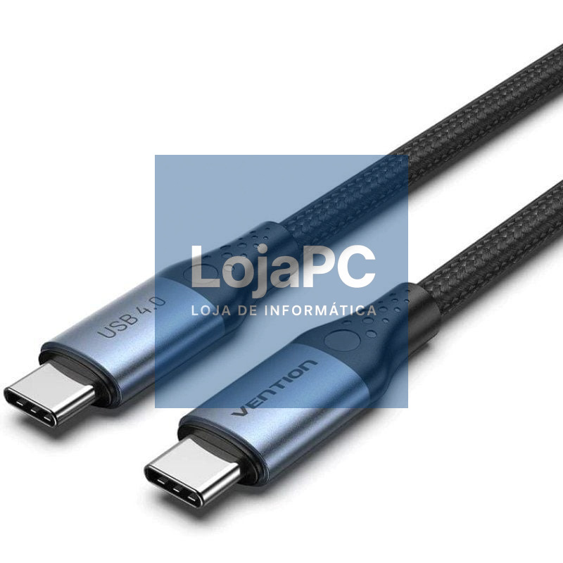 Cabo USB 4.0 Tipo-C 5A Vention TAVHF/ USB Tipo-C Macho - USB Tipo-C Macho/ até 240W/ 40Gbps/ 1m/ Cinzento