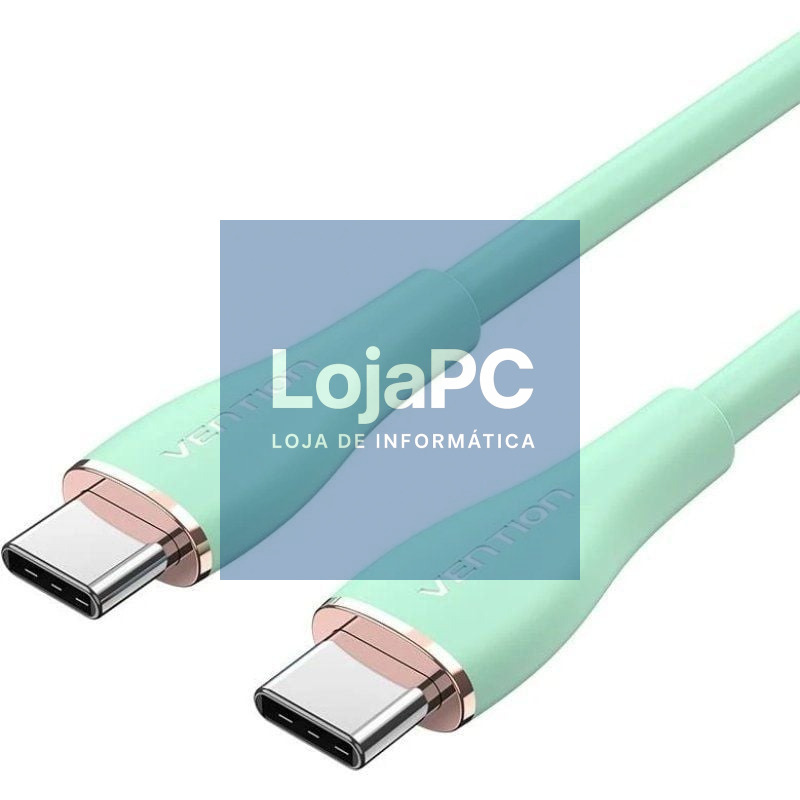 Cabo USB 2.0 Tipo-C Vention TAWGF/ USB Tipo-C Macho - USB Tipo-C Macho/ até 100W/ 480Mbps/ 1m/ Verde