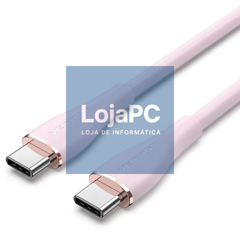 Cabo USB 2.0 Tipo-C Vention TAWPF/ USB Tipo-C Macho - USB Tipo-C Macho/ até 100W/ 480Mbps/ 1m/ Rosa
