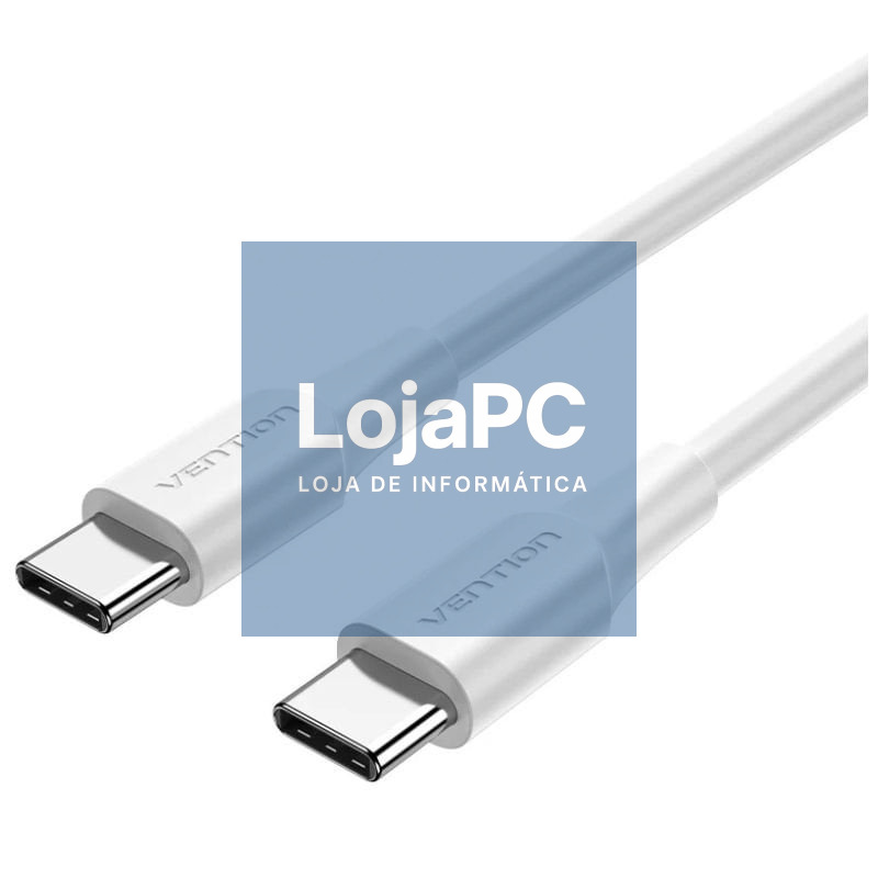 Cabo USB 2.0 Tipo-C 3A Vention TAXWD/ USB Tipo-C Macho - USB Tipo-C Macho/ até 60W/ 480Mbps/ 50cm/ Branco