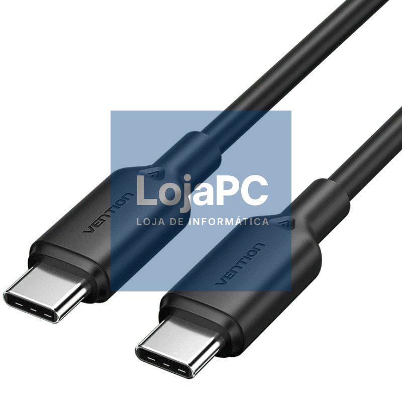 Cabo USB 2.0 Tipo-C 3A Vention TRCBH/ USB Tipo-C Macho - USB Tipo-C Macho/ até 60W/ 480Mbps/ 2m/ Preto