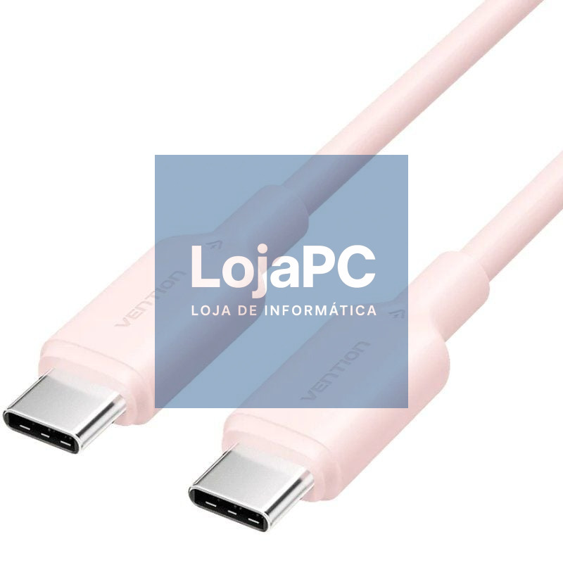 Cabo USB 2.0 Tipo-C 3A Vention TRCPF/ USB Tipo-C Macho - USB Tipo-C Macho/ até 60W/ 480Mbps/ 1m/ Rosa