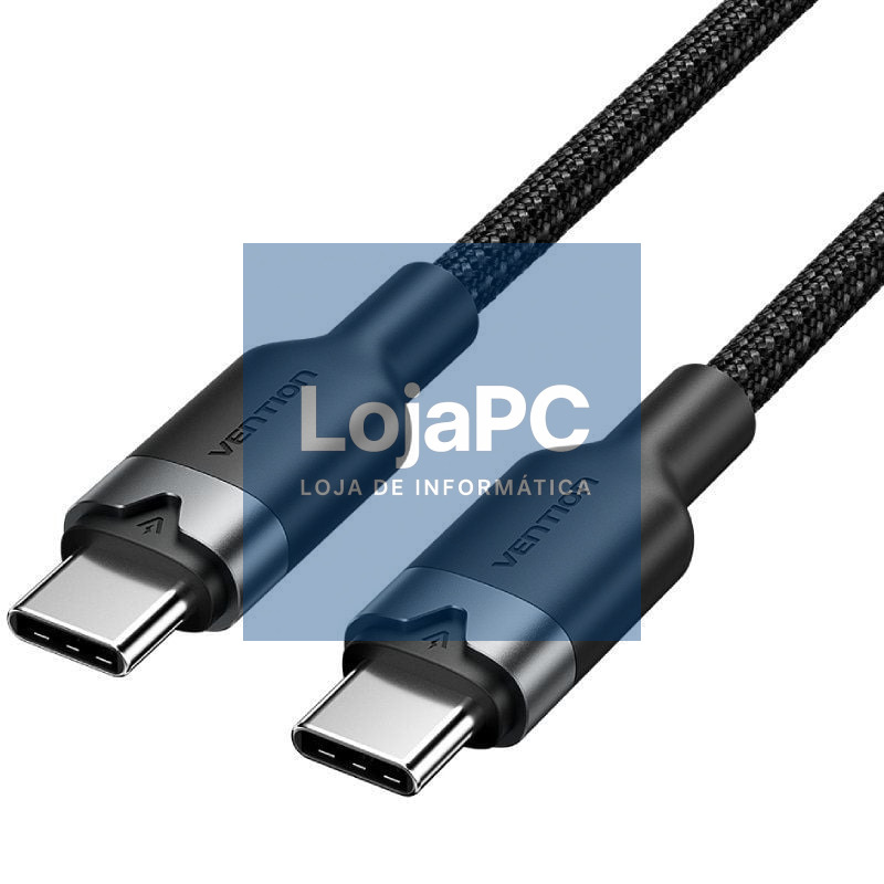 Cabo USB 2.0 Tipo-C 3A Vention TRDBF/ USB Tipo-C Macho - USB Tipo-C Macho/ até 60W/ 480Mbps/ 1m/ Preto