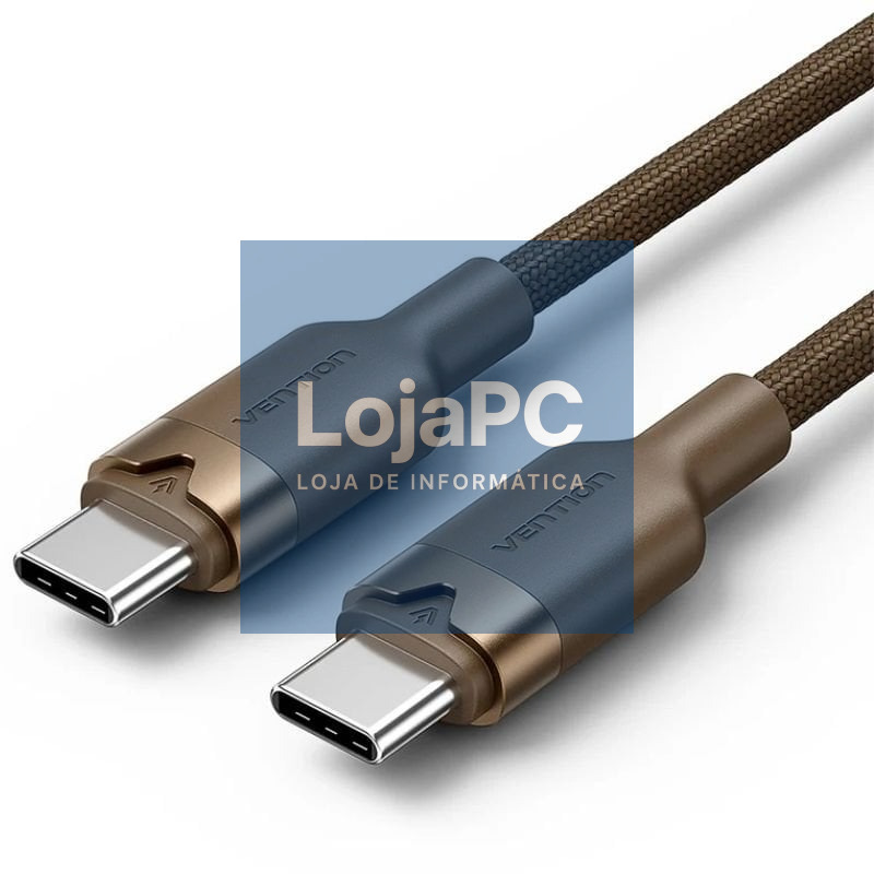 Cabo USB 2.0 Tipo-C 3A Vention TRDJF/ USB Tipo-C Macho - USB Tipo-C Macho/ até 60W/ 480Mbps/ 1m/ Oro Desierto