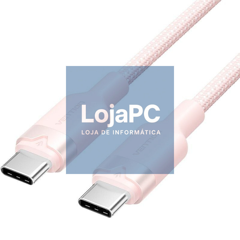 Cabo USB 2.0 Tipo-C 3A Vention TRDPF/ USB Tipo-C Macho - USB Tipo-C Macho/ até 60W/ 480Mbps/ 1m/ Rosa
