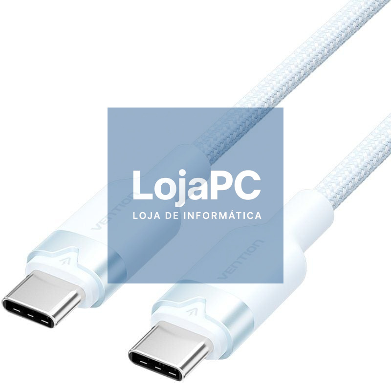 Cabo USB 2.0 Tipo-C 3A Vention TRDSF/ USB Tipo-C Macho - USB Tipo-C Macho/ até 60W/ 480Mbps/ 1m/ Azul