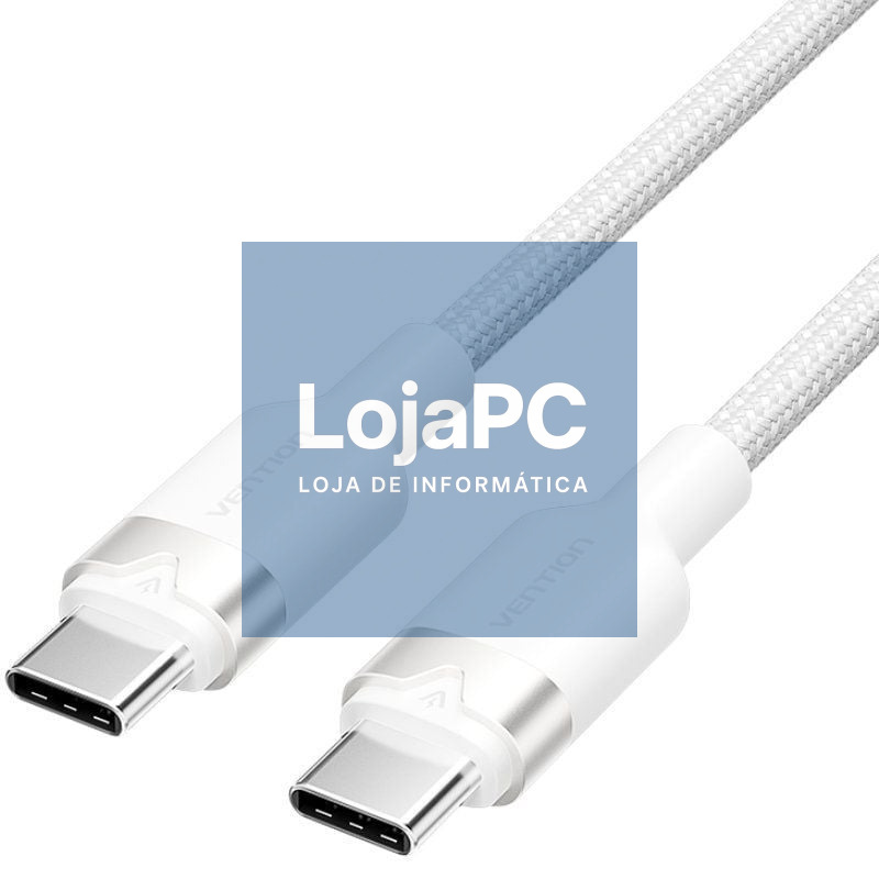 Cabo USB 2.0 Tipo-C 3A Vention TRDWH/ USB Tipo-C Macho - USB Tipo-C Macho/ até 60W/ 480Mbps/ 2m/ Branco