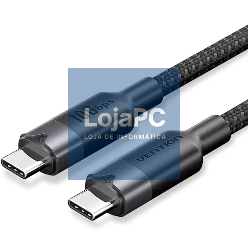 Cabo USB 3.2 Tipo-C 5A Vention TRGBD/ USB Tipo-C Macho - USB Tipo-C Macho/ até 100W/ 10Gbps/ 50cm/ Preto