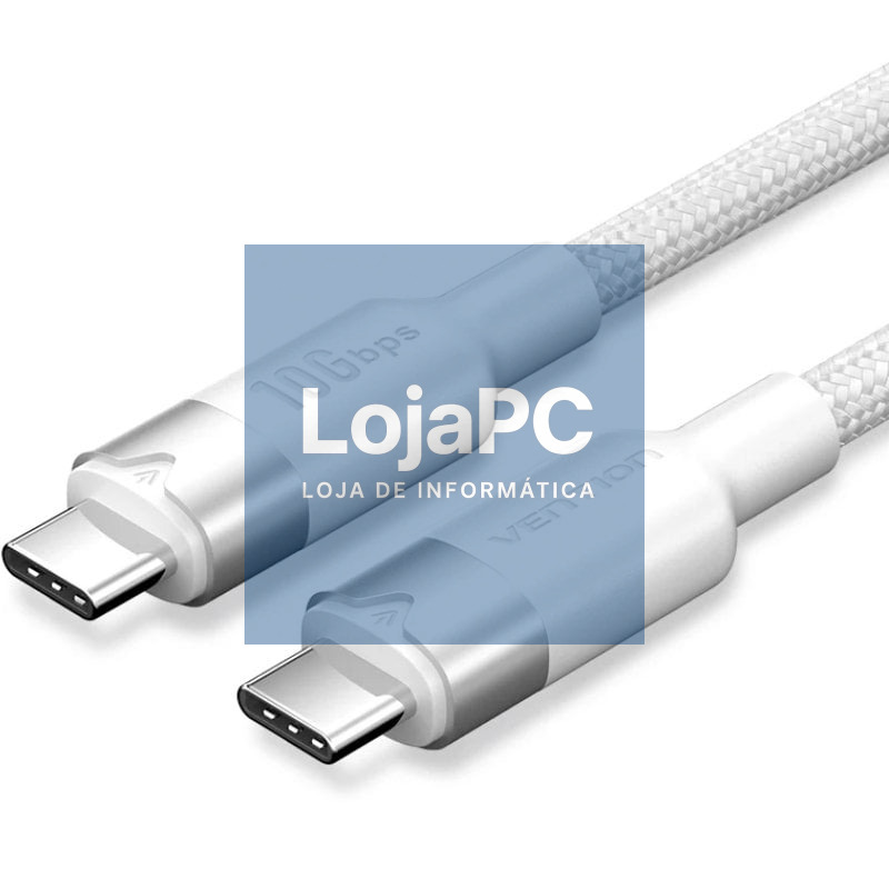 Cabo USB 3.2 Tipo-C 5A Vention TRGWD/ USB Tipo-C Macho - USB Tipo-C Macho/ até 100W/ 10Gbps/ 50cm/ Branco
