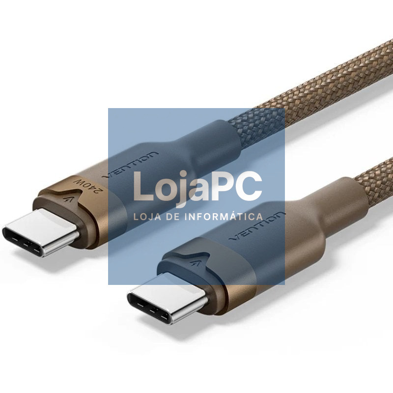 Cabo USB 2.0 Tipo-C 5A Vention TRIJF/ USB Tipo-C Macho - USB Tipo-C Macho/ até 240W/ 480Mbps/ 1m/ Dourado