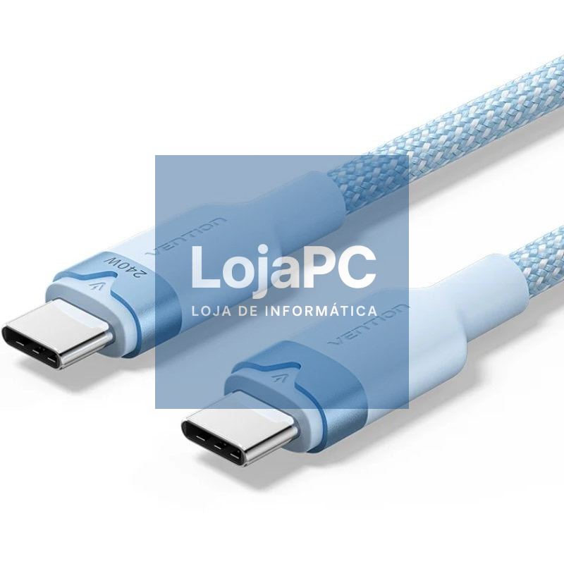 Cabo USB 2.0 Tipo-C 5A Vention TRISF/ USB Tipo-C Macho - USB Tipo-C Macho/ até 240W/ 480Mbps/ 1m/ Azul