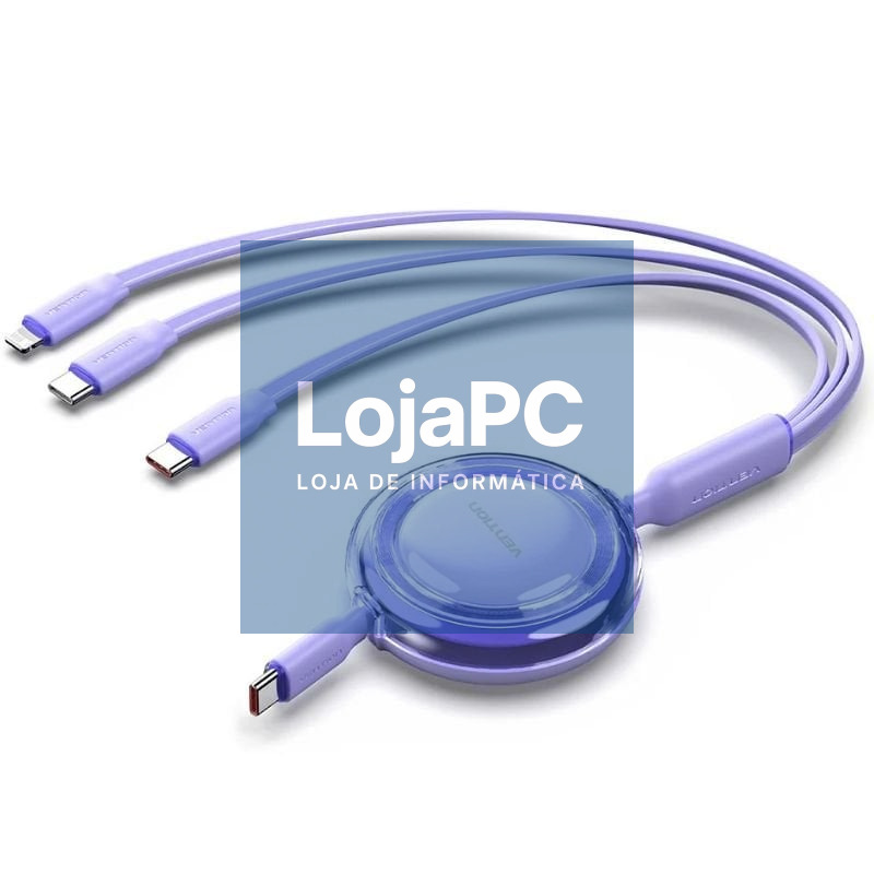 Cabo USB Tipo-C 2.0 5A Vention TRJVBE/ USB Tipo-C Macho - 3x USB Tipo-C Macho/ até 100W/ 480Mbps/ 1.1m/ Roxo