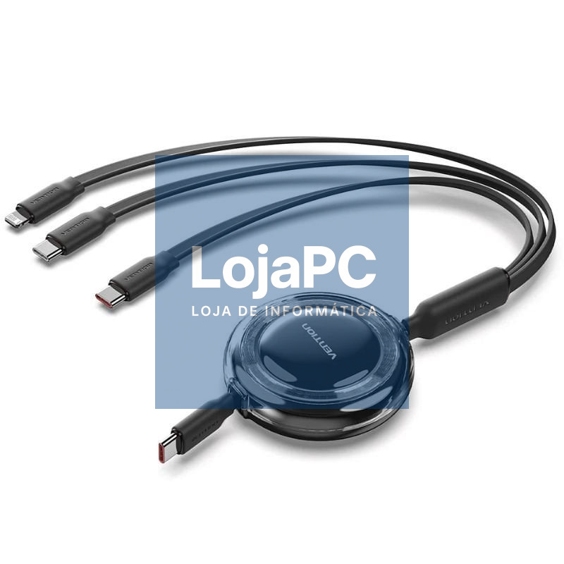 Cabo USB Tipo-C 2.0 5A Vention TRKBBE/ USB Tipo-C Macho - 3x USB Tipo-C Macho/ até 100W/ 480Mbps/ 1.1m/ Preto