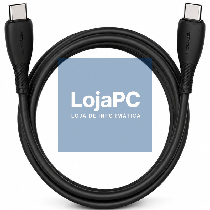 Cabo USB 2.0 Tipo-C Vention TRVBH/ USB Tipo-C Macho - USB Tipo-C Macho/ até 60W/ 480Mbps/ 2m/ Preto