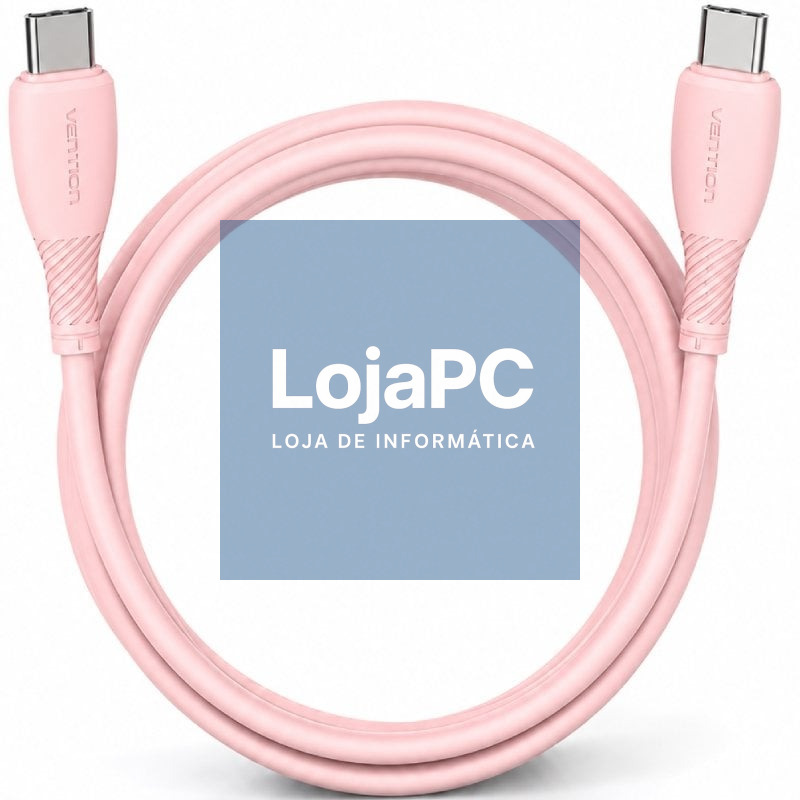 Cabo USB 2.0 Tipo-C Vention TRVPF/ USB Tipo-C Macho - USB Tipo-C Macho/ até 60W/ 480Mbps/ 1m/ Rosa