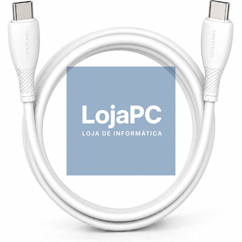 Cabo USB 2.0 Tipo-C Vention TRVWH/ USB Tipo-C Macho - USB Tipo-C Macho/ até 60W/ 480Mbps/ 2m/ Branco