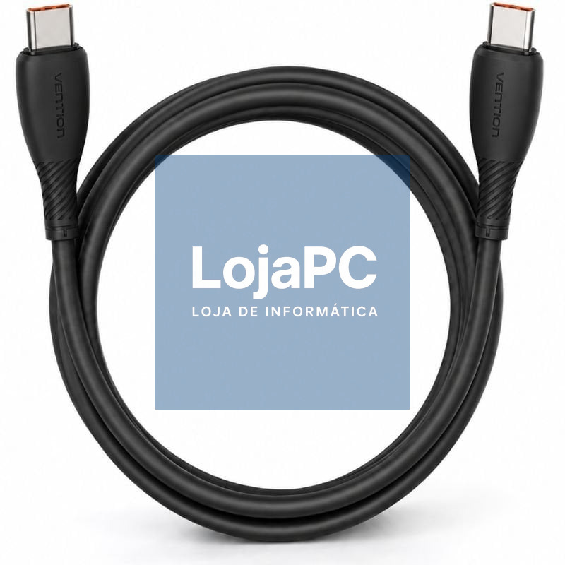 Cabo USB 2.0 Tipo-C Vention TRWBH/ USB Tipo-C Macho - USB Tipo-C Macho/ até 100W/ 480Mbps/ 2m/ Preto